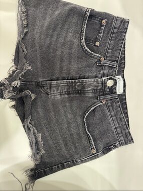 Zara Black Distressed Denim Shorts